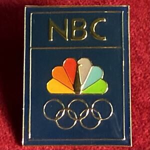 NBC Peacock Olympic Logo Lapel Hat Pin Media Collectible Enamel Gold Tone Aminco